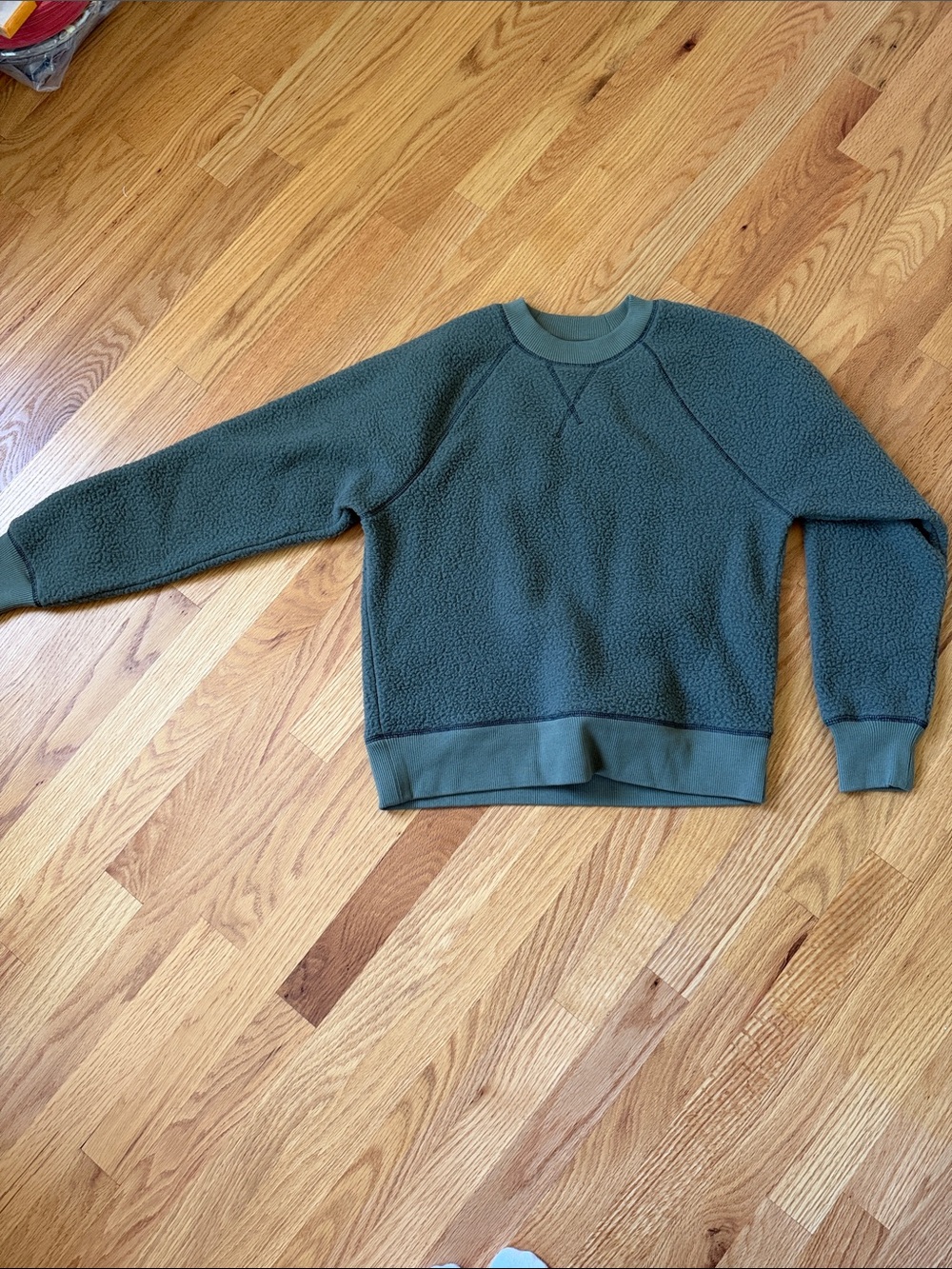 Everlane Olive Green Sherpa Pullover Sweatshirt